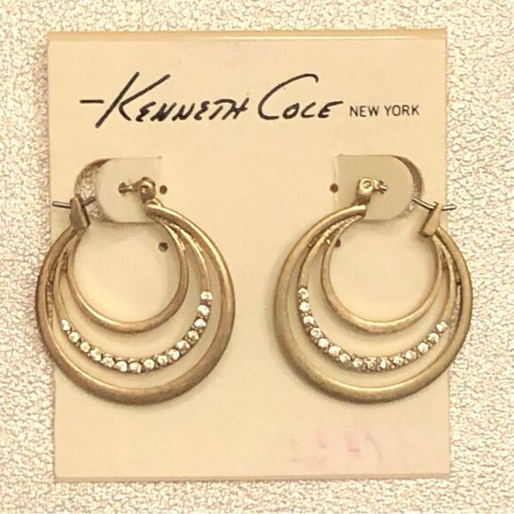 Kenneth Cole New York | Matte Gold CZ Hoops | 1” Diameter - Picture 1 of 2